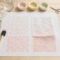 4 pièces, 205*250 mm, pochoirs à gâteau réutilisables en plastique PET pour l'impression de crème au beurre et les travaux manuels DIY