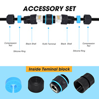 Cable Ethernet Mini M23 Corto, Blindado e Impermeable, Conector Hembra RJ45, IP68, Ethernet Industrial CAT5E, Cobre y Nylon