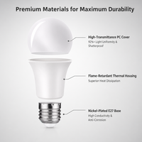 Ampoule LED A60 E27 220V, source Bridgelux, en aluminium et plastique, blanc chaud neutre, éclairage résidentiel