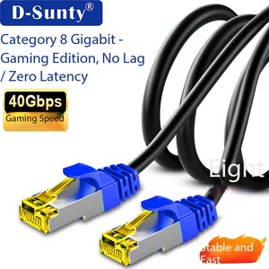 สายแพทช์อีเธอร์เน็ต Cat8 ประสิทธิภาพสูง ทองแดงเปลือย OFC ป้องกันสองชั้น RJ45 ความเร็ว 40000Mbps ผ่านการทดสอบ Fluke สายแลนสำหรับเครือข่าย - Product Image 1