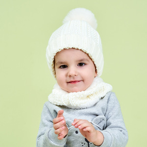 Conjunto de <span class=keywords><strong>Gorro</strong></span> y Bufanda de Invierno para Niños F344, Gorros de Punto para Bebés, Gorros con Pompones, Bufandas, Gorros de Ganchillo para Niños - Product Image 4