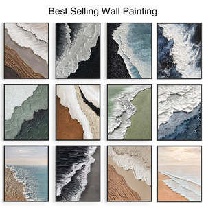 Haute qualité décor à la maison à la main plâtre marron <span class=keywords><strong>Beige</strong></span> <span class=keywords><strong>plage</strong></span> océan vagues 3D Texture Art Wabi Sabi Mural - Product Image 6