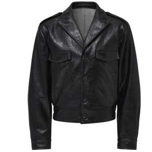 Chaqueta de Motociclista de Cuero PU Estilo Urbano Personalizada para Hombre con Decoración de Botones, Servicio OEM Disponible - Product Image 1