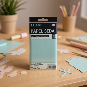 Carta velina Ilan 50x66 cm azzurra con glitter per lavori creativi - Product Image 2