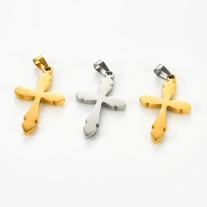 Collier pendentif croix unique en acier inoxydable, accessoire religieux chrétien pour femmes et hommes, chaîne, pendentifs, fabrication de bijoux DIY, cadeaux - Product Image 6