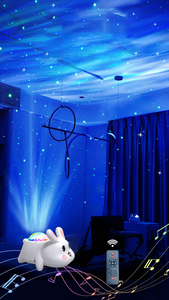 Projecteur de lumière nocturne intelligent en forme de lapin avec ciel étoilé, haut-parleur Bluetooth, projecteur d'étoiles de Noël avec télécommande - Product Image 6