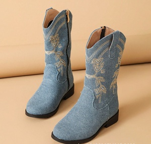 Bottes en jean personnalisées pour enfants, broderie classique, automne-hiver, pour l'extérieur, fête, mode, style cowgirl, bottes de cowboy western - Product Image 2