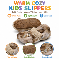 Chaussons d'hiver personnalisés en fausse fourrure pour enfants, chauds et confortables, pour la maison, avec nœud pour filles, antidérapants, vente en gros directe usine