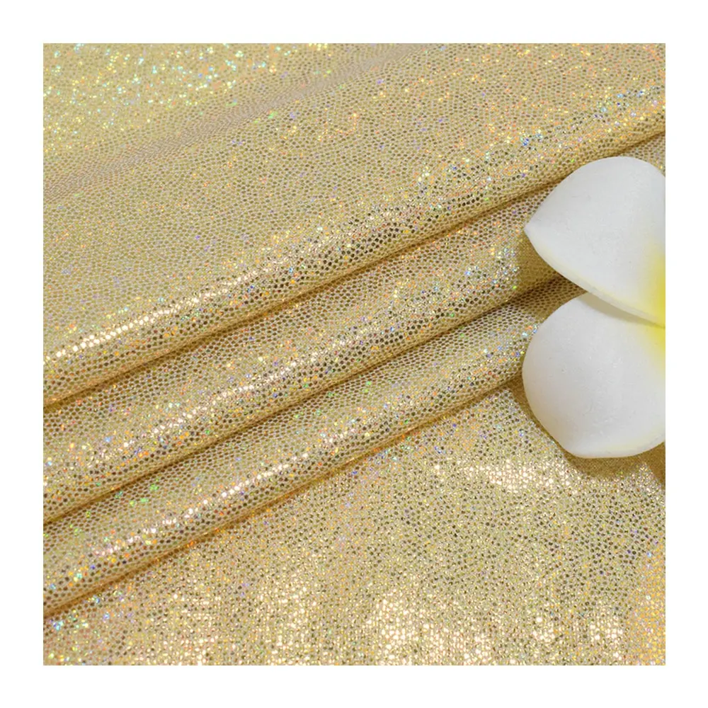 New design 4 way stretch foil jersey fabrics swimwear fabric shiny sequin foil dot spandex fabric for dancewear stage garment