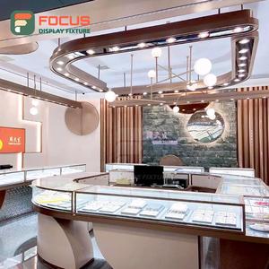 Glass Jewelry Display Cabinet Wooden Jewelry Counter LED Light Luxury Jewelry Display <b>Shelf</b> High End Counter - Product Image 5