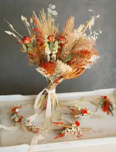 Grossista di fiori secchi fiori secchi/conservati piante matrimonio/bouquet di fiori essiccato piccolo regalo di erba di pampa