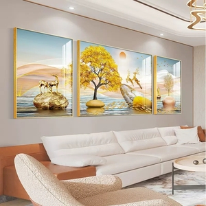 Toile imprimée arbre doré porcelaine cristal moderne grande <span class=keywords><strong>peinture</strong></span> abstraite d'art mural avec cadre - Product Image 4