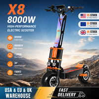 Hochleistungs-Offroad-Elektroroller mit 60V 8000W Doppelmotor 80KM/H Geschwindigkeit 13-Zoll-Reifen für Erwachsene Extrem-Abenteuer-Fahrten