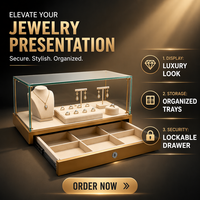 Comptoir de présentation de bijoux verrouillable sur mesure avec éclairage LED, base en métal doré, petite vitrine en verre pour bijouterie et showroom