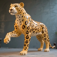 Patung Macan Tutul Buatan Tangan Ringan Berbahan Fiberglass Kuat 3D untuk Taman, Galeri Seni, Aula Pameran, dan Museum