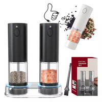 Juego de Molinillos Eléctricos Recargables Tipo-C de Alta Potencia para Sal y Pimienta, Tanque Grande de 95 ml, Molinillo de Especias con Luz LED para el Hogar y Bar