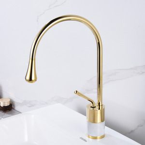 Lusso europeo tutto in ottone oro naturale <span class=keywords><strong>lavabo</strong></span> in marmo freddo e rubinetto per acqua calda <span class=keywords><strong>lavabo</strong></span> in ottone a foro singolo - Product Image 2