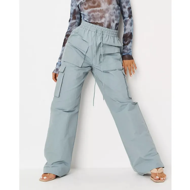 Straight Cargo Trousers High Waist Fashion Streetwear Jogger Y2K Cotton Nylon Woman Cargos Trousers Custom Cargo Pants