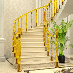 Su misura di lusso oro decorativo acrilico scala in plastica trasparente acrilico corrimano balaustre per Villa moderna personalizzata - Product Image 5
