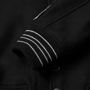 Chaqueta Universitaria de Cuero y Lana para Hombre, Talla Grande, con Parche Bordado - Product Image 1