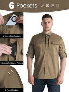 <span class=keywords><strong>Camicia</strong></span> Casual Traspirante da Uomo con Maniche Arrotolabili per Pesca, Caccia ed Escursionismo - Product Image 4