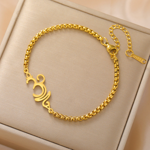 Simbolo OM bracciali fiori di loto per le donne degli uomini in acciaio inox buddhismo Hindu Yoga <span class=keywords><strong>Aum</strong></span> scatola bracciale a catena gioielli regali - Product Image 1