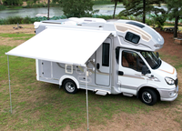Auvent de camping-car extérieur en aluminium à cassette complète, manuel, étanche, monté latéralement, points gris/vagues grises
