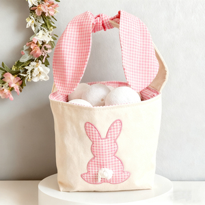 Personalized Gingham <strong>Easter</strong> Basket with Name Empty Custom Monogram Bunny <strong>Easter</strong> <strong>Bag</strong> - Product Image 5
