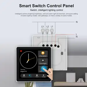 Interruptor de parede t3e 4 polegadas, tela lcd touch, interruptor com padrão eu, elétrico, alexa, interruptor de parede
