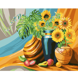 Pittura per numero per kit per adulti disegno di <span class=keywords><strong>girasole</strong></span> con numeri su tela immagine per la decorazione domestica 40 x5 0cm/16x20 pollici - Product Image 1