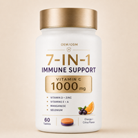 Vitamin C 1000mg Potensi Tinggi 7-in-1 Pendukung Kekebalan Tubuh Tablet Dua Warna dengan D3 Seng Selenium OEM/ODM