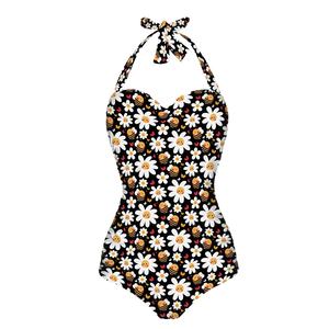 Bikini tejido con tirantes, ropa de playa, verano 2025, Fiesta en la playa, estampado de Damas maduras a pedido, traje de baño Retro de una pieza personalizado - Product Image 4