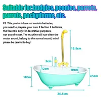 Jumon Moderne Carré Électrique Abreuvoir Douche pour Oiseaux ABS Bleu Accessoire de Cage Durable Écologique Fournitures de Nettoyage pour Oiseaux