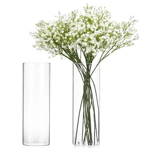 Современная большая роскошная прозрачная боросиликатная бутылка ручной работы, круглая креативная Высокая цилиндрическая горная гидропоника, современная стеклянная ваза для цветов