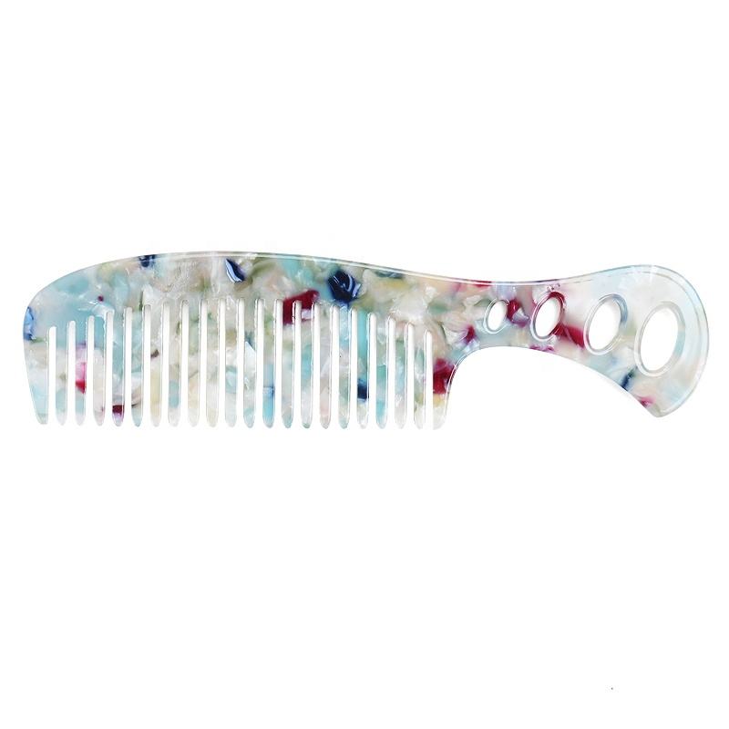 Fashion 4-Holes Long Handle Comb Hollow Design Acetate Comb 13cm Hand ...