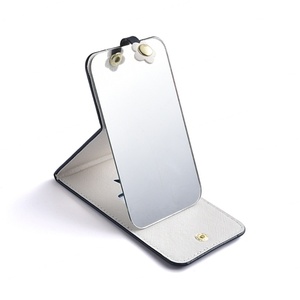 Unique Design PU Leather Figure Pattern Black Color Hollow Out <b>Compact</b> <b>Mirror</b> - Product Image 5