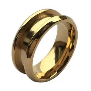 Gioielli MACHO 8MM placcato in oro in acciaio inox anello anello bianco per intarsio bordi smussati Design