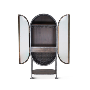 Italian Luxury <strong>Retro</strong> Glass Wine Cabinet Stainless Steel <strong>Sideboard</strong> for Home Furniture Simple Wall Display Cabinet for Household - Product Image 3