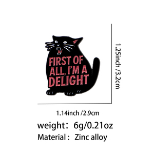 FIRST ALL I'M DELIGHT Broche 3D Esmaltado Negro Adorable para Insignias, Accesorios de Ropa, Joyería de Moda, Regalos Unisex - Product Image 2