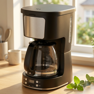 Cafetière électrique moderne à filtre, 12 tasses, programmable, avec fonction maintien au chaud et anti-goutte, pour la cuisine domestique - Product Image 1
