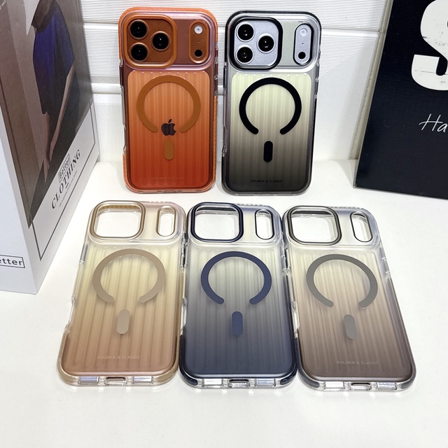 2026 Latest Air Travel Case Striped Magnetic Phone Case for iPhone 17 Promax Lens Protection Anti Drop Design Phone Accessories