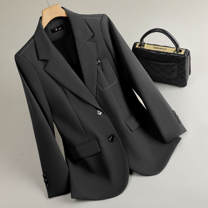 2025 New Spring and Autumn Collection Senior <strong>Grey</strong> Blue <strong>Women's</strong> Suit Jacket with Korean Temperament Casual Loose <strong>Blazers</strong> - Product Image 3