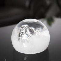 Baromètre en verre de tempête élégant en forme de montagne, prévision météo créative ovale de bureau avec effet de chute de bouteille, bougeoirs et pots