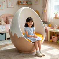 Ensemble de chaises œuf créatives en fibre de verre personnalisées avec coussin pour la décoration de la maternelle, des chambres d'enfants et des centres commerciaux