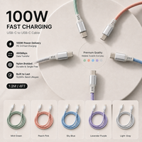 Câble USB C vers USB C 100W 1,2M PD 5A Charge Rapide Câble de Données USB 2.0 Type C Tressé en Nylon Fabricant OEM ODM