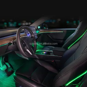 Yüksek kaliteli Tesla modeli Y 2023 araba iç aksesuarları lazer gravür için ortam işığı ortam aydınlatma