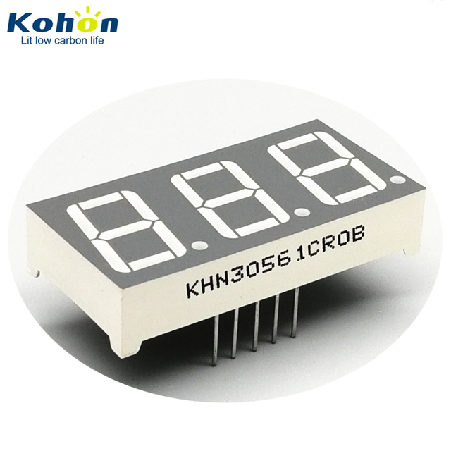 Common Cathode Gray Surface 0.56 Inch Red 7 Segment Led Display 3 Digit with 11 Pin