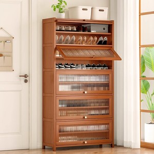 经济型木质现代大容量多层透明储鞋柜翻转门防尘入口家用 - Product Image 1