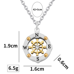 Colliers pendentifs Hip Hop Star Chart Rudder en acier inoxydable, étanches et inaltérables, bijoux de mode pour hommes et femmes, vente en gros - Product Image 4