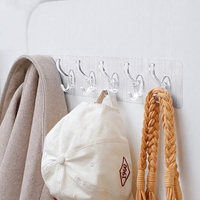 Crochet mural robuste en PVC transparent, sans perçage, adhésif sans trace, étanche, à six rangées, pour armoire de cuisine